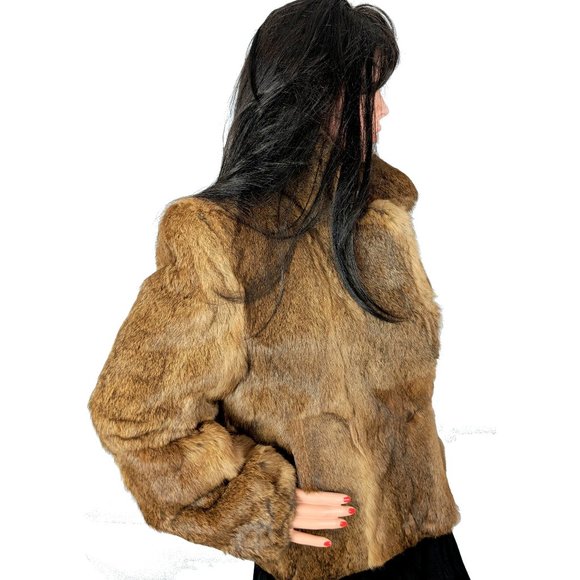UPWARD 100% Genuine Brown Rabbit Fur Jacket - Picture 1 of 8